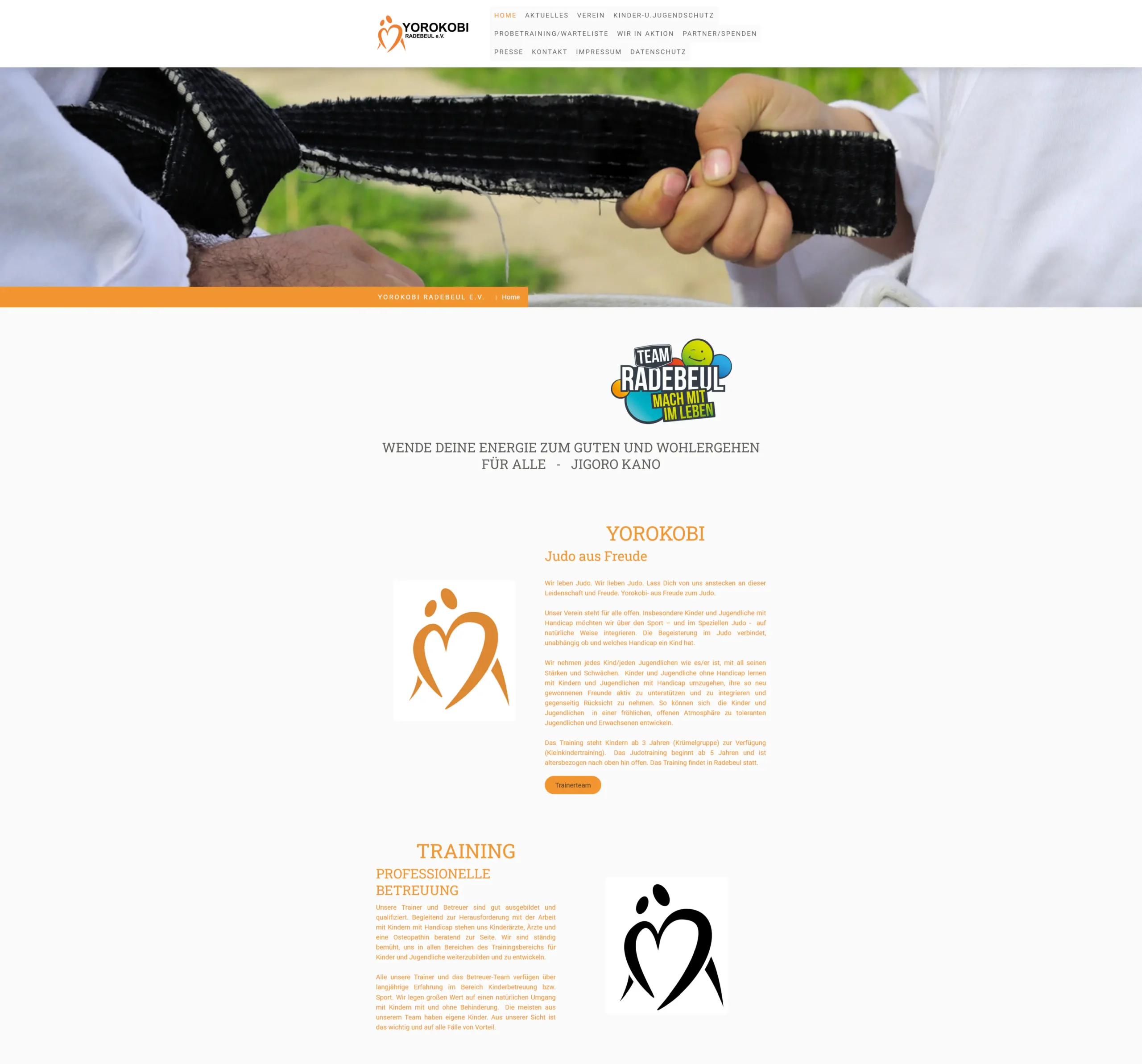 Bisherige Website des Vereines Yorokobi Radebeul